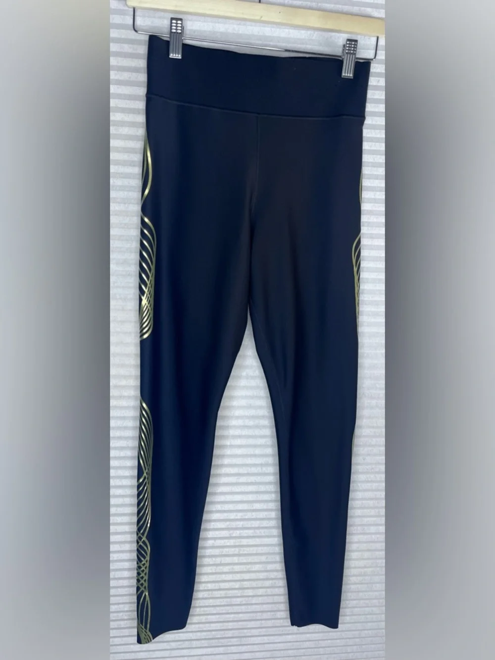 Ultracor High Waisted Women Athletic Leggings Gold Black Stretch Size Large